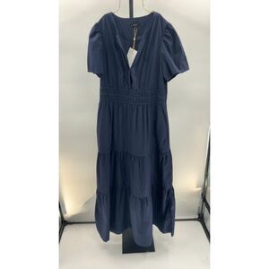 Quince Navy Blue Tiered Dress